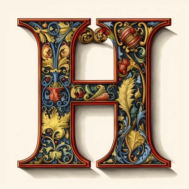 Medieval illuminated letter H clipart
