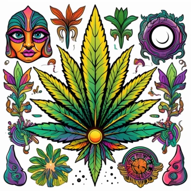 Embark on a mind-bending journey with a psychedelic cannabis clipart collection that merges vibrant colors, intricate patterns, and the iconic cannabis leaf. Visualize a captivating assortment of cannabis-themed clipart, infused with psychedelic aesthetics. Each clipart image showcases the distinctive shape of the cannabis leaf adorned with mesmerizing patterns, vivid colors, and trippy elements. Let the psychedelic colors burst forth, creating an explosion of vibrant hues that evoke a sense of 