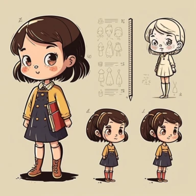 female child basic learning method, full body, cartoon, vector, sharp focus, super detailed, illustration, 16:9, v4, q2, 16k, High quality, clipart