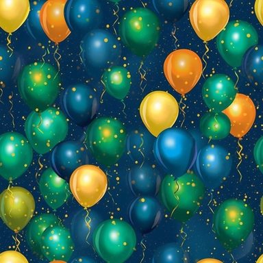 birthday balloons bright colors blue royal green gold high detail deep blue background clipart seamless tile