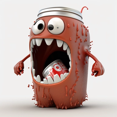 3D Cartoon in form of scary coca cola monster clipart mascot,transparent background, 128K,supermega pixel, insane detail, hyper detailed,huge details, UHD, 8K