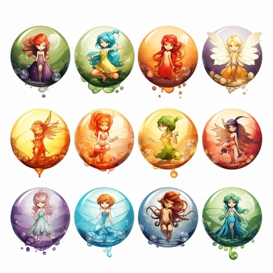 7 chakra stones fairies clipart