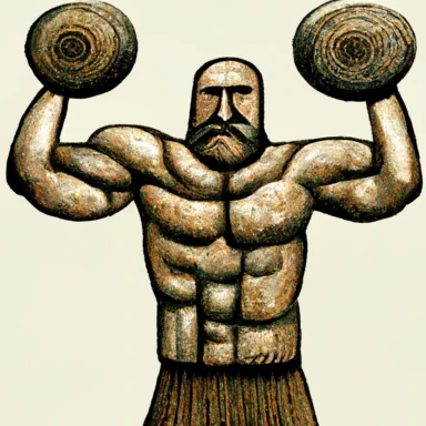 a strong man lifting a barbell, clipart,