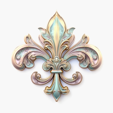 Clipart, gorgeous fleur de lis, soft colours, luminous, glowy, intricate, illustration, detailed, 8k, png, isolated on white background