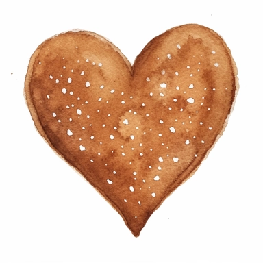 basic watercolor gingerbread heart cookie in minimal hand drawn style, Etsy, textured, clipart, white background