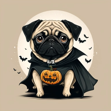 logo, children's clothing, clipart, fictional, halloween costume, cute pug, baby