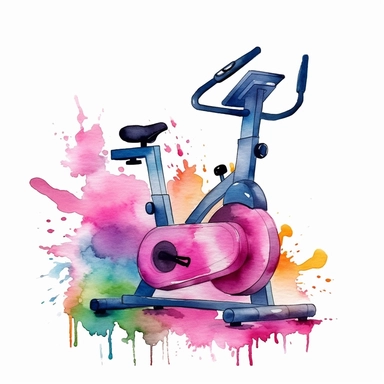 exercise bike, water color, clipart