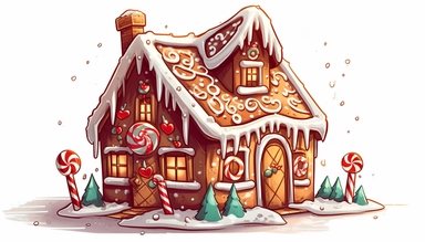 cartoon, clipart, gingerbread house, made out of candy canes, white background