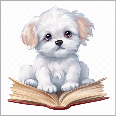 maltese cartoon style for toddler book clipart on white background ar 7:5