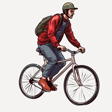 a guy on a bicycle, clip art, white background