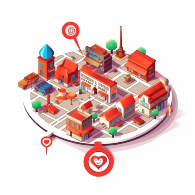 clipart, a logo themed around find my business. i own a local seo marketing agency. white background , no words