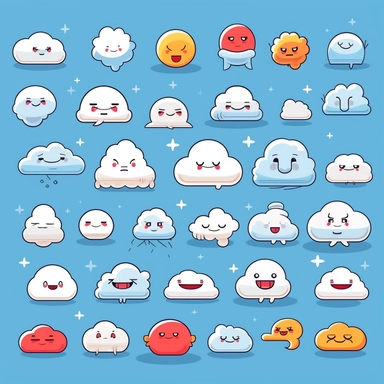 clouds emoticon clipart minimalistic digital style - Variations by <@796481127858438174> (fast)