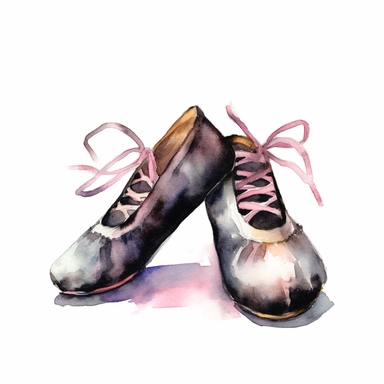 watercolour black ballet shoes hd clipart white background