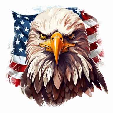 eagle with american flag Clipart,on white background with margins