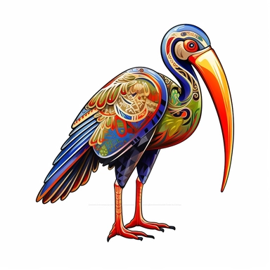 Egyptian Ibis bird clipart, logo, emblem, vector RGB