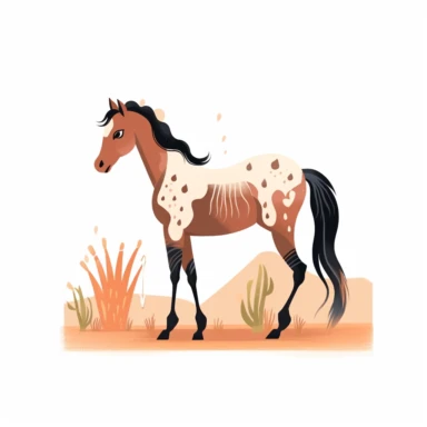 a baby horse clipart with illustration, full body shot ,8k, style of Bohemian, style of Anna Süßbauer and Jon Klassen,vector, Vector, white background,Solid Background, Sharpness and clarity, masterpiece, trending on Artstation and Dribbble.