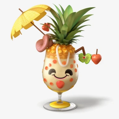 Pixar movie star pina colada drink, ultra detailed, clipart,