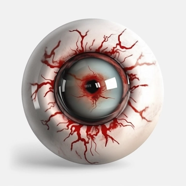 a photorealistic, blind and whate, Zombie eyeball, clipart, white background