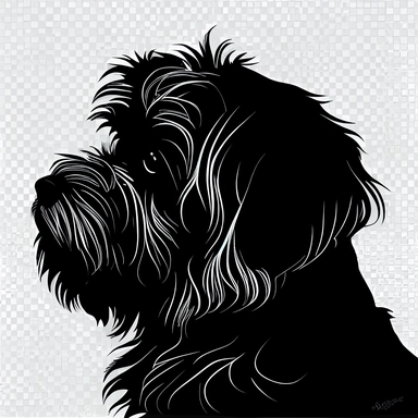 Havanese puppy, side view, black silhouette, portrait, simple outline, vector, logo design, clipart, isolated, no background, .75 gutter