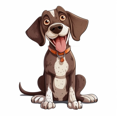 Cartoon Adult Dogs, Cartoon Adult Dogs Clipart, Cartoon Adult Dogs SVG, Dogs PNG Sublime, Dogs sublime, Adult German Shorthaired Pointer smiling, sitting, direct front view, isolated on white background, hd