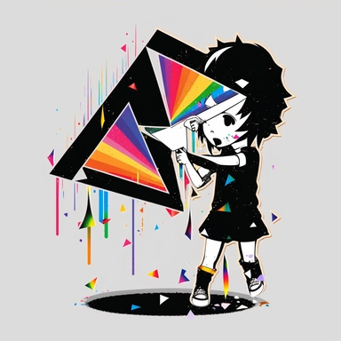 kawaii but creepy marionette being manipulated and face shattered into a prism, borderline personality disorder, identity crisis, mental slavery and prison Japanese manga style clipart
