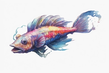 Watercolor, Dragon Eel Fish, clipart, hd, on a white background, spaced out