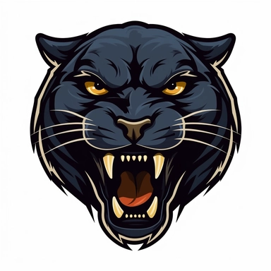 panther clipart 2d head and neck logo style