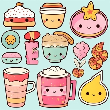 Let Kawaii style take center stage in a clipart collection featuring endearing everyday objects. Create delightful characters out of items like pencils, books, and teacups. Give them big eyes, blushing cheeks, and playful expressions that will melt hearts. Incorporate pastel colors, polka dots, and cute patterns to add charm and whimsy to your Kawaii clipart set. It's all about turning ordinary objects into irresistibly adorable companions. Kawaii.