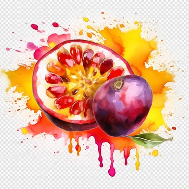 passion fruit slice clipart, passion fruit slice png,watercolor, blots, in the style of johannes jan schoonhoven, red-violet and yellow tints , rounded, decorative paintings, use of light and shadow, rtx on, geometry-inspired , 115:113, in the style of playful geometrics, yanjun cheng, ful witchy academia, meticulous design, 3d concept art , in the style of geometric shapes and patterns, hyper-realistic fruit illustrations, bold, manga-inspired characters, crazy inspired