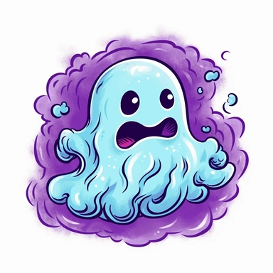 cute halloween ghost, duotone, vivid colors, clipart, whitebackground