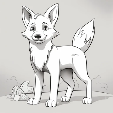 fox, clipart, coloring book page, full body shot, minimal lines