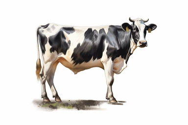 High - resolution, photorealistic clip art of a [cow], isolated on a clean [white] background, this image features no border, frame, text, or typography, ensuring a clean and clear visual, the expert lighting and texture details showcase object simplicity.