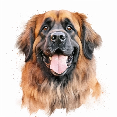 high detailed, Hand drawn watercolor clipart of a happy Leonberger in italy, on a pure white background for background removal, no shadow, no paint splash