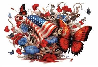patriotic butterfly customizable flag and butterflies clipart, in the style of brent heighton, carrie ann baade, daz3d, floral explosions, realistic hyperrealism, barbizon school, Very detailed icon of an anchor on white background, emotional storytelling