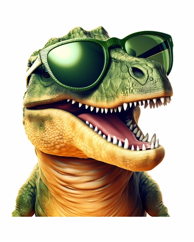 t-rex dinosaur wearing sunglasses, a clipart featuring an adorable t-rex in high detail, vector graphic, Free-cut on an all-white background