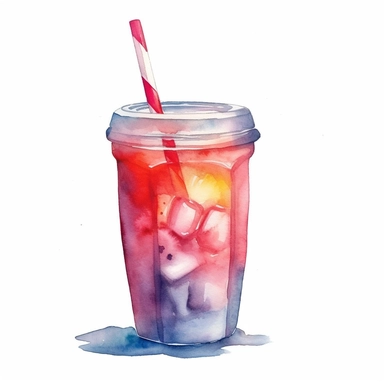 cold beverage clipart, watercolor, white background,