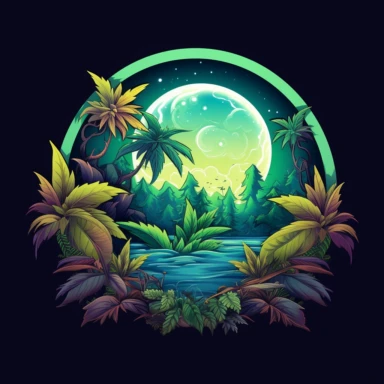 cartoon effect, logo, circle, cannabis, medical, clipart, moon light, nice colours, details