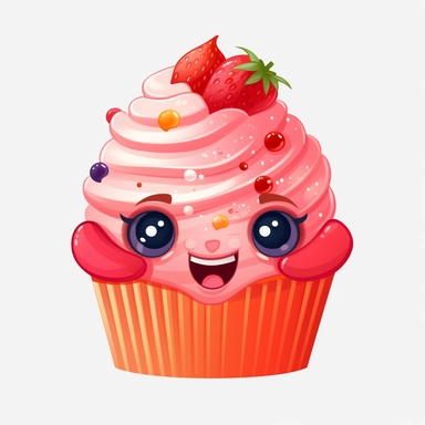 funny cupcake clipart, transparent background