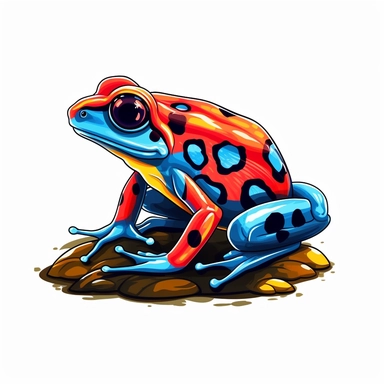 poison dart frog in the style of clipart white background