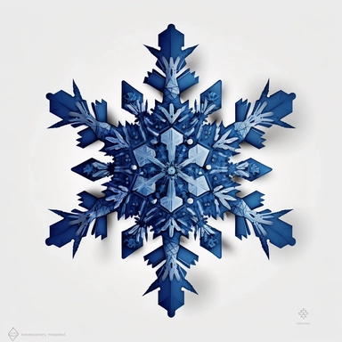 a logo design of a dark solid blue digital clipart style snowflake with frost crystals or ice crystals with a solid white background that is high resolution featuring intricate details, intricate, precisionist lines and shapes, imitated material, minimalist illustrator art style