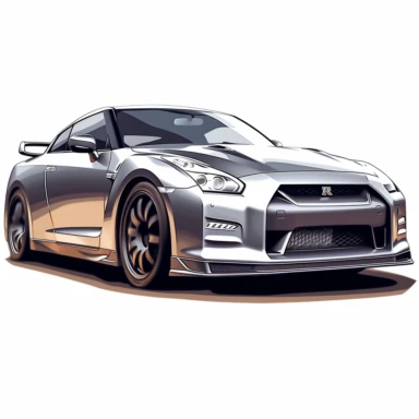 nissan GT-R tuned grey clipart white background