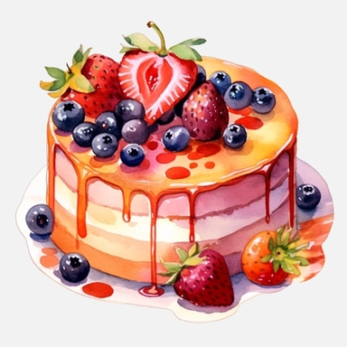 watercolor fruit cake clipart