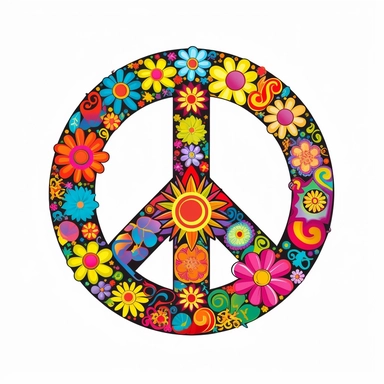 hippie peace retro sign clipart vector png white background
