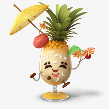 Pixar movie star pina colada drink, ultra detailed, clipart,