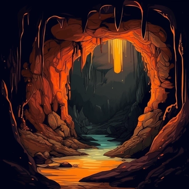 inside a cave, fire color, no detials just rocks clipart full image