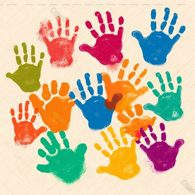 clipart images of handprints, allowing for personalization and creating sentimental designs, hd, spaced out, ar 3:2 s1000