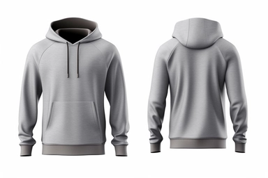 Blank gray mens hoodie sweatshirt long sleeve with clipping path, mens hoody with hood for your design mockup for print, isolated on white background. Template sport winter clothes.