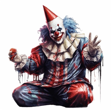 Spooky Clown Terrifier Halloween Clipart isolated on white background
