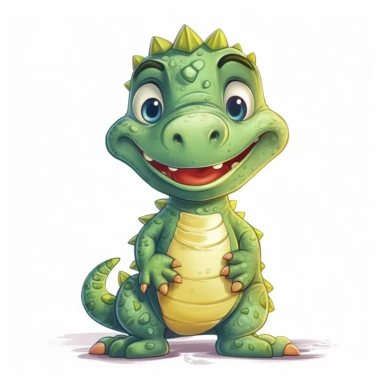 Clipart of a cute baby crocodile, full body