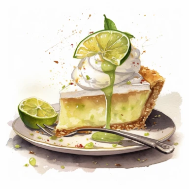 watercolor key lime pie clipart, hd, 8k, hyper detailed, super cute